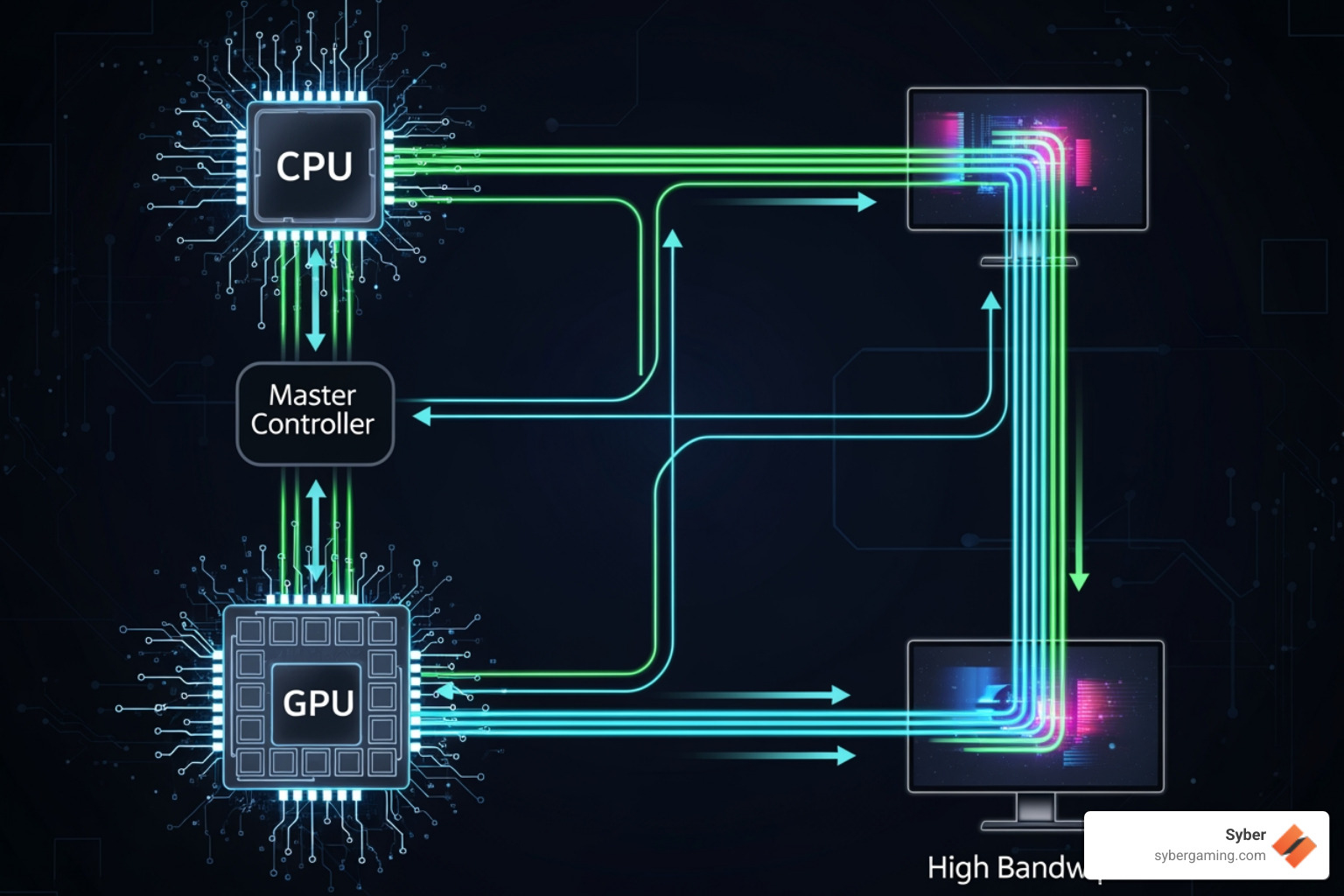 Diagram showing the relationship between CPU, GPU, and Monitor - high refresh rate gaming