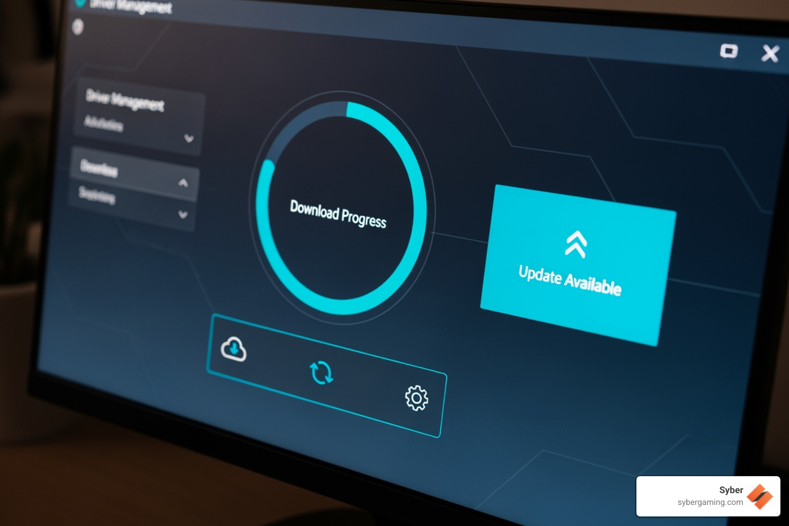 Graphics card software interface showing a driver update notification - gaming PC performance boost