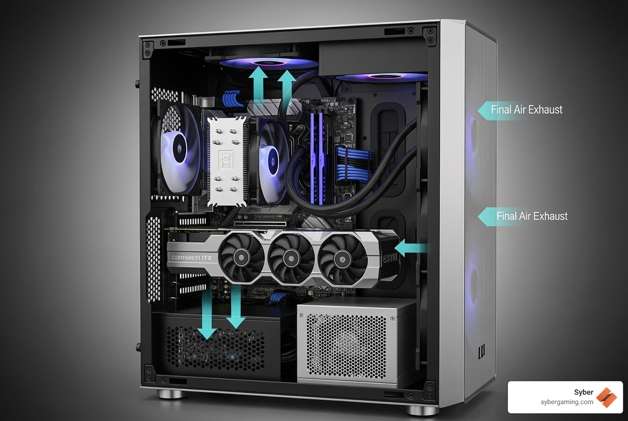 internal airflow path of a well-ventilated Mini-ITX case - Custom mini ITX build