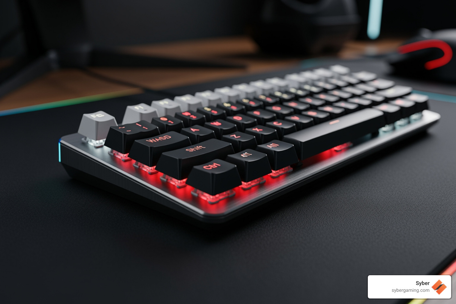 person's hands on a low-profile keyboard showing a neutral, comfortable wrist angle - Low profile keyboard for gaming