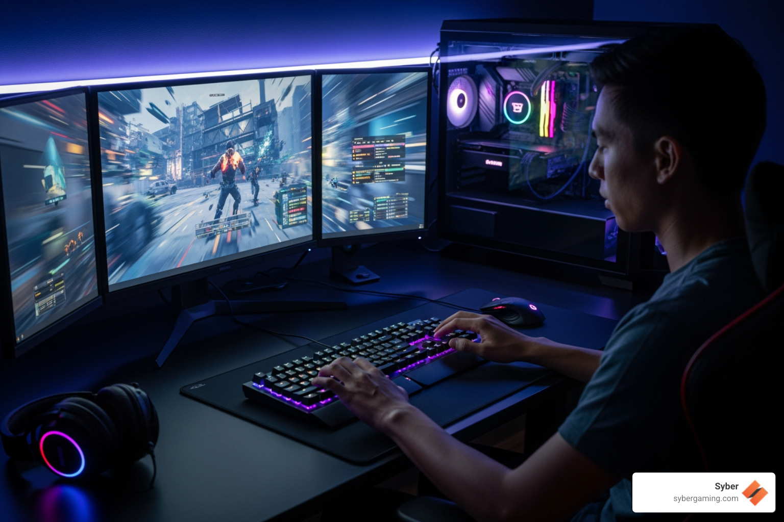 gamer using a low-profile keyboard with their custom build gaming pc - what is a low profile keyboard