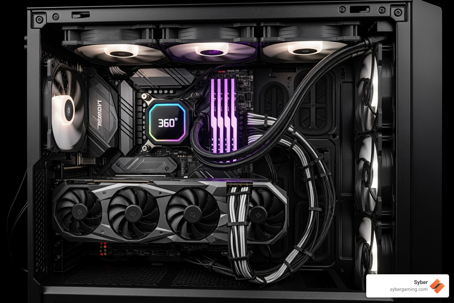 unobstructed airflow inside a well-managed PC case - professional cable management