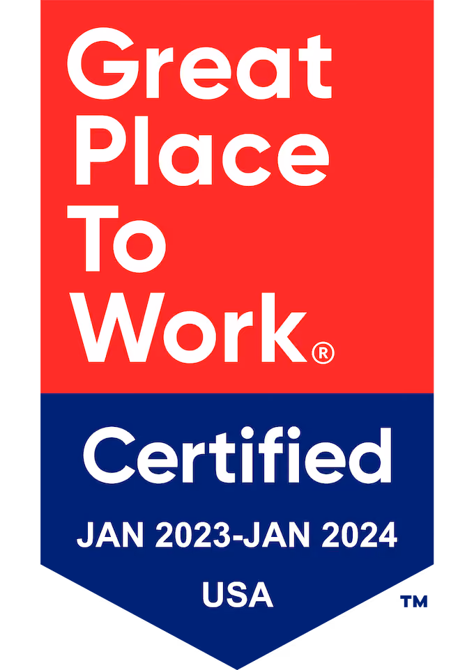 Great Place to Work Certified Jan 2023 - Jan 2024 USA badge