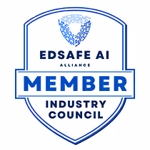 EdSafe AI Alliance member Industry Council badge featuring a shield outline and a stylized emblem above the text.