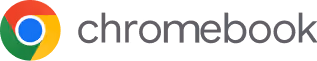 Chrome browser logo next to the word Chromebook in lowercase letters.
