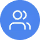 Blue icon badge with two people.