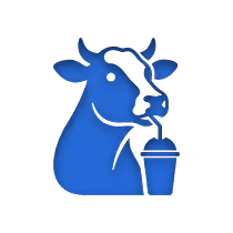 Illustration of a cow holding a milkshake.