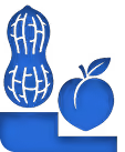 Illustration of a peanut and a peach.