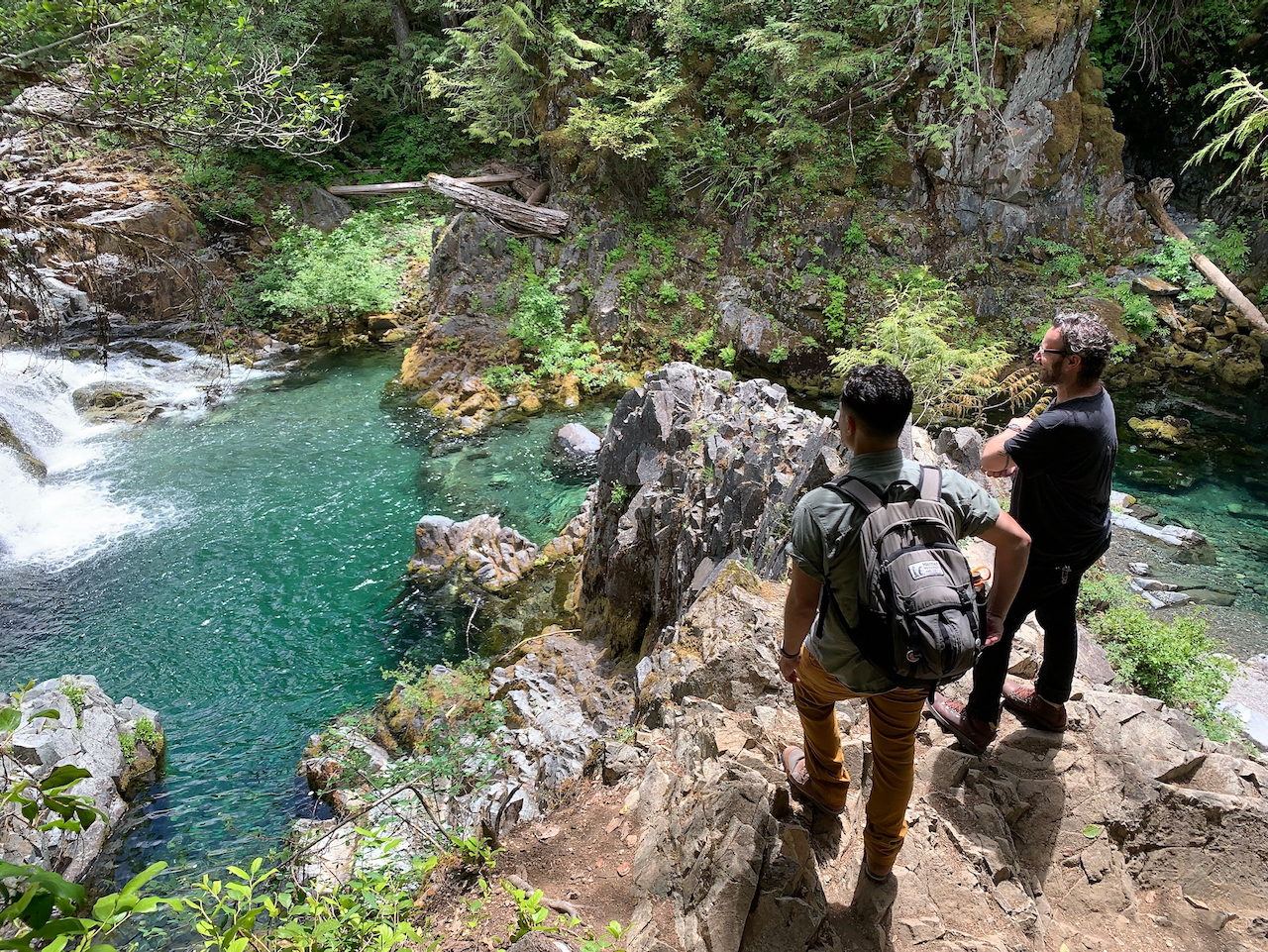 Field recording setup in the Oregon wilderness for Habitat Sounds