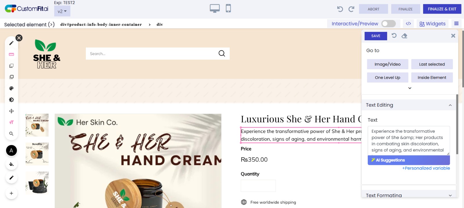 customfit a/b testing and 