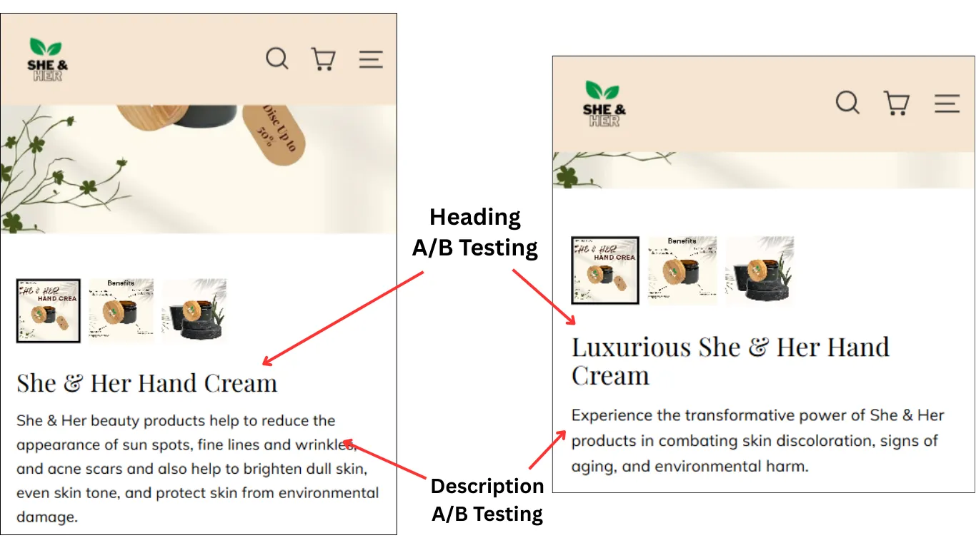 heading and description a/b testing