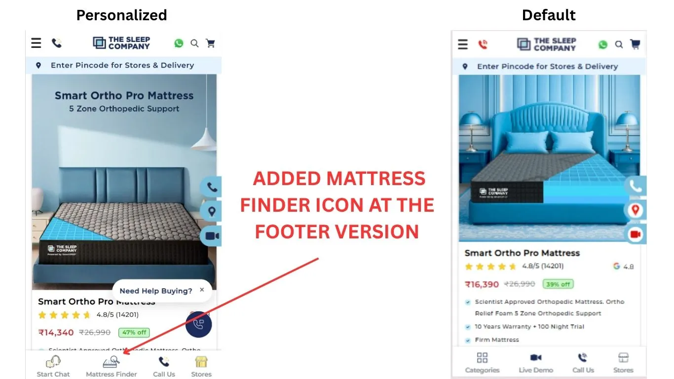 Added Mattress Finder icon at the footer version