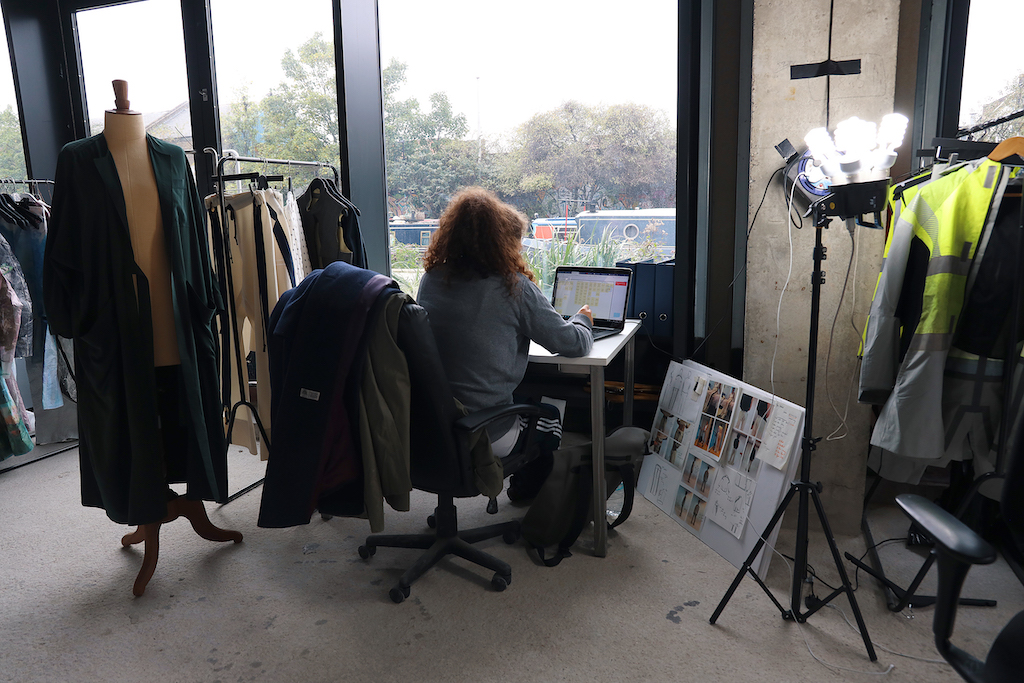 A designer works in their studio.