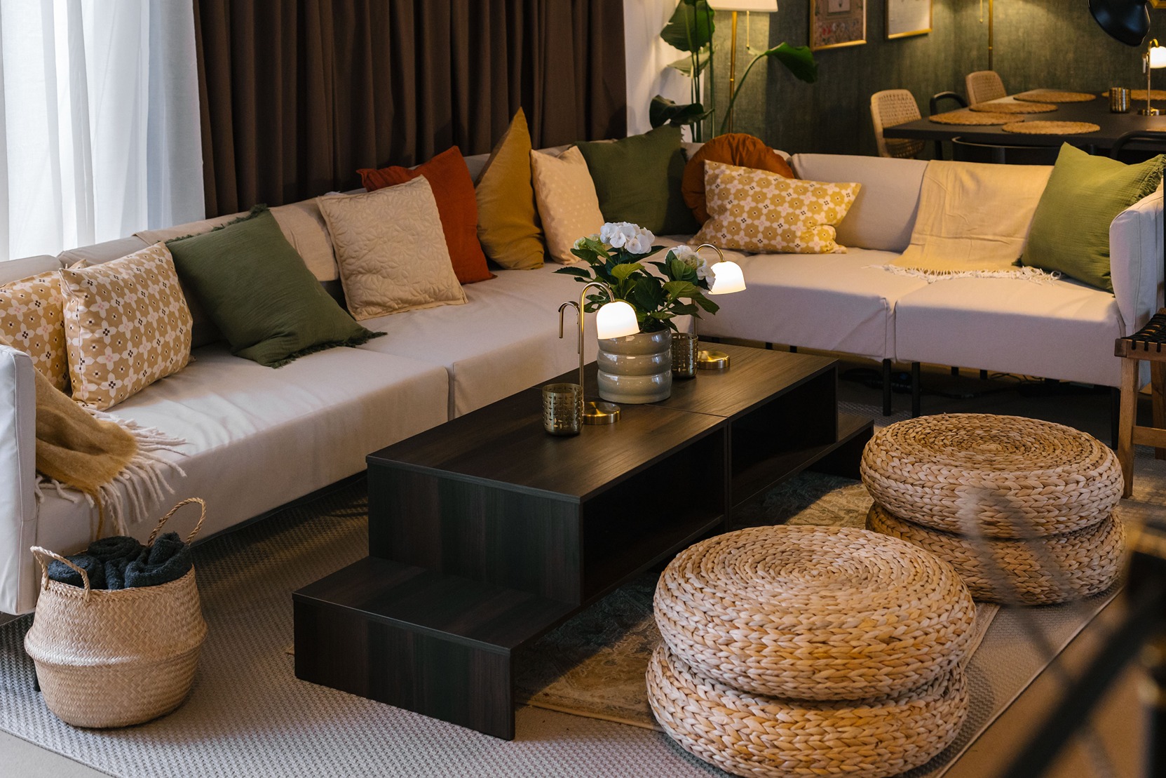 Living area with floor seating in the Iftar at Ours brand activation by Bearded Kitten for IKEA and Mother