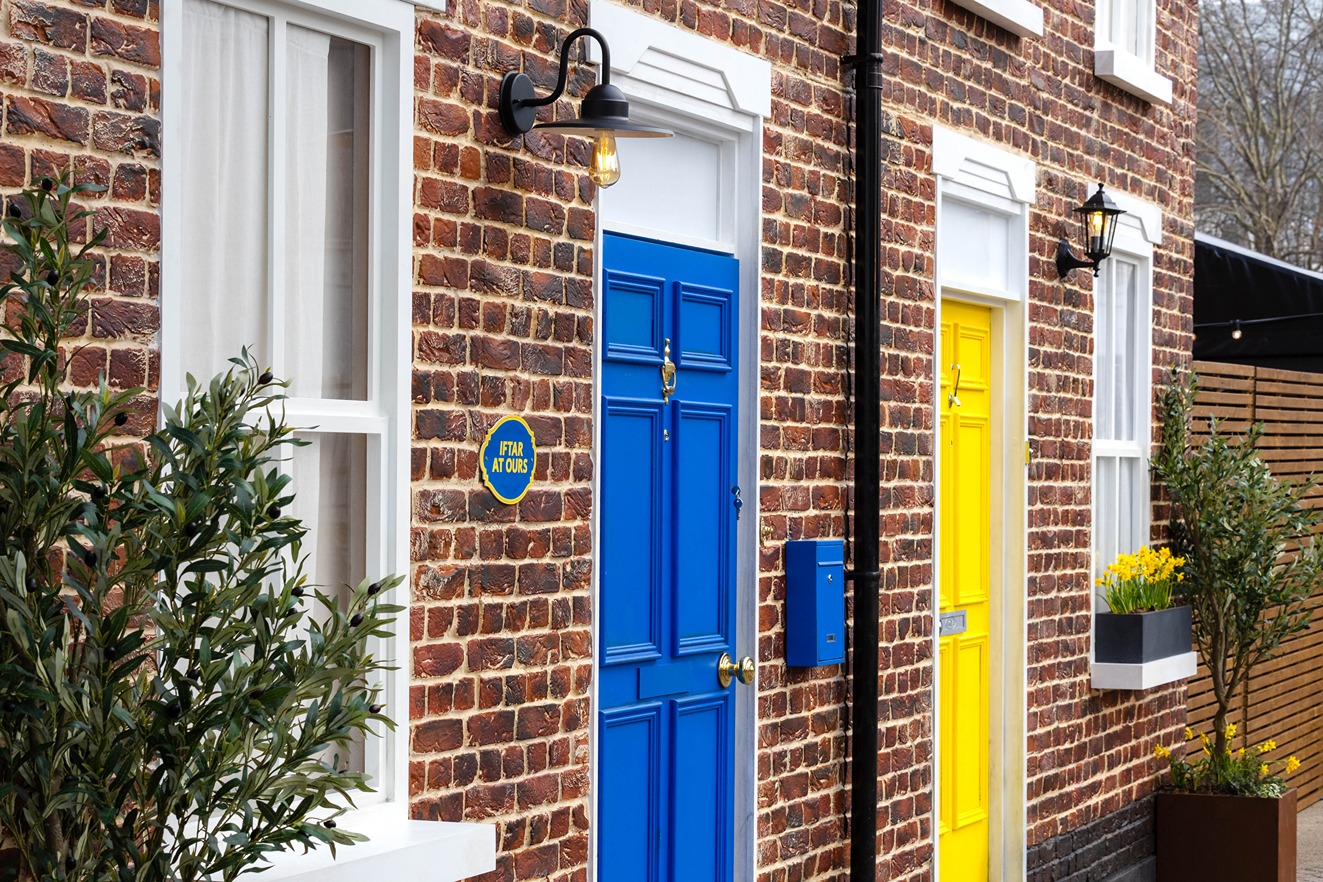 IKEA blue and yellow front doors on Iftar at Ours brand activation by Bearded Kitten