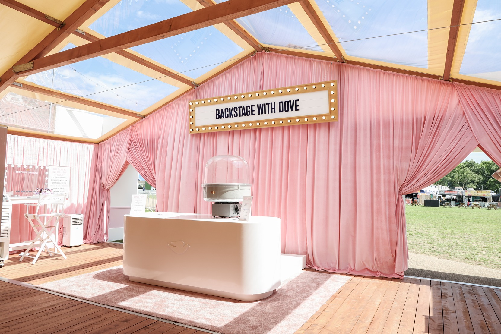 Candy floss bar inside 'Backstage with Dove' beauty pop-up by Bearded Kitten