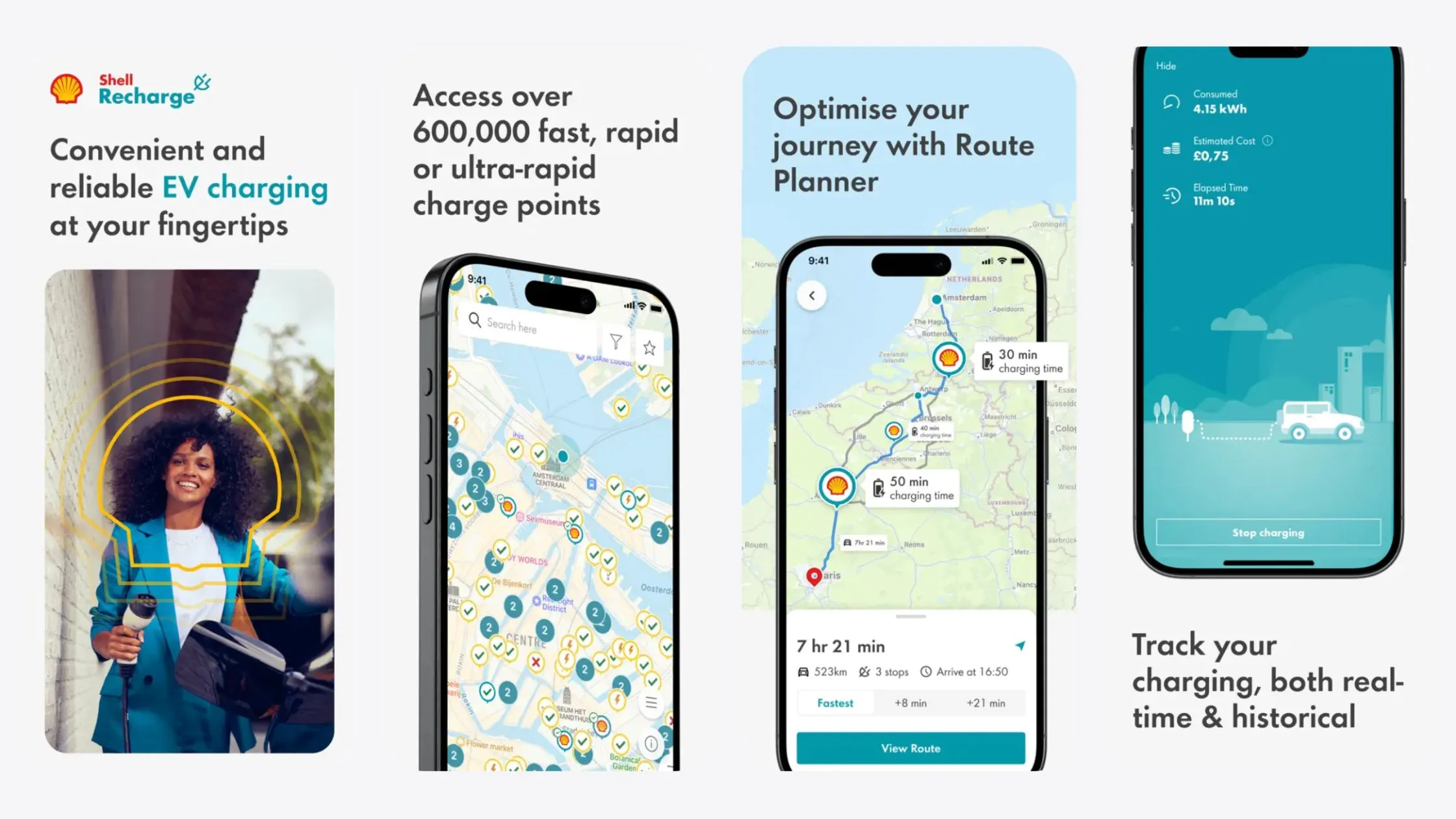 Shell Recharge app interface