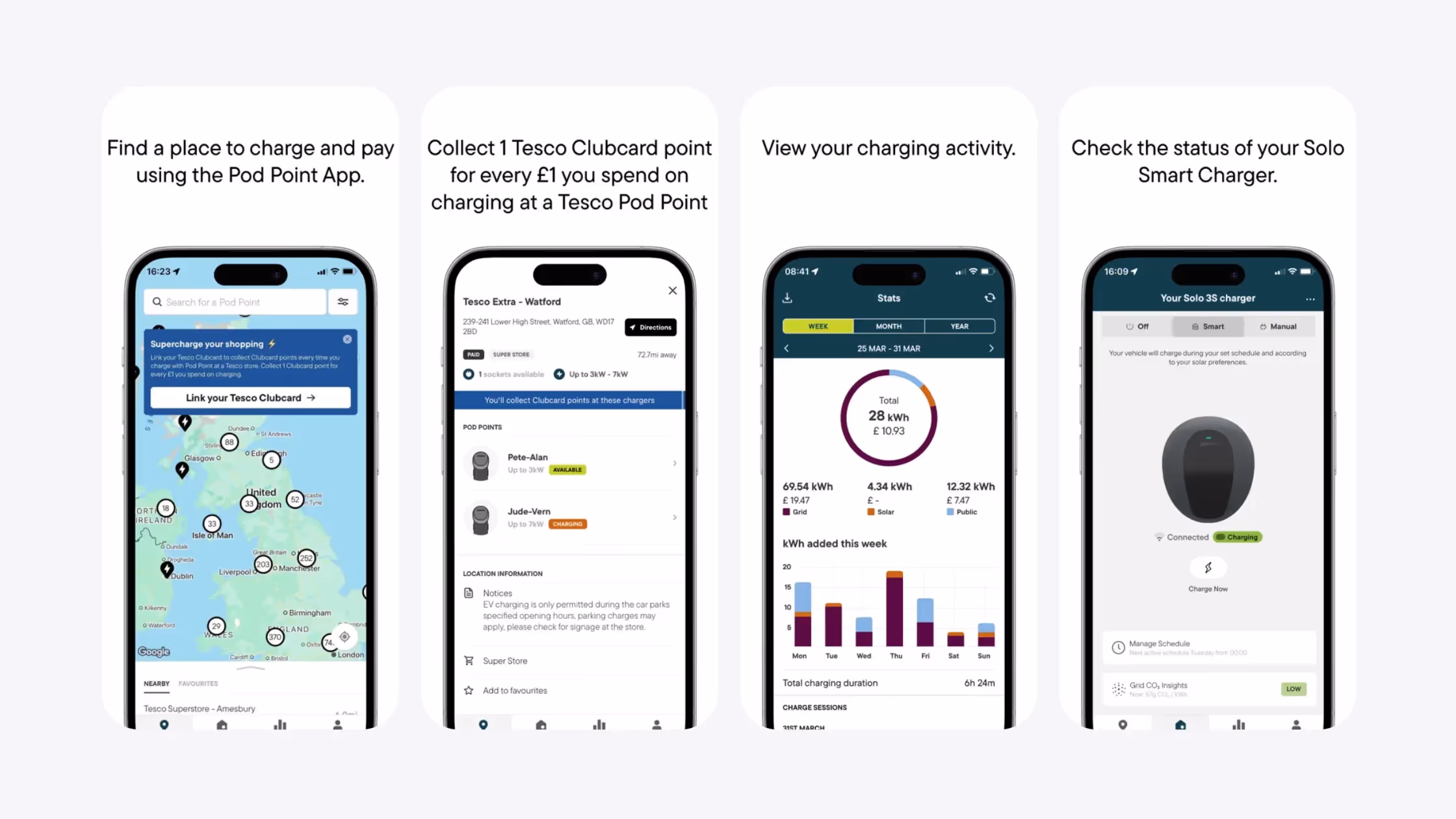Pod Point app interface