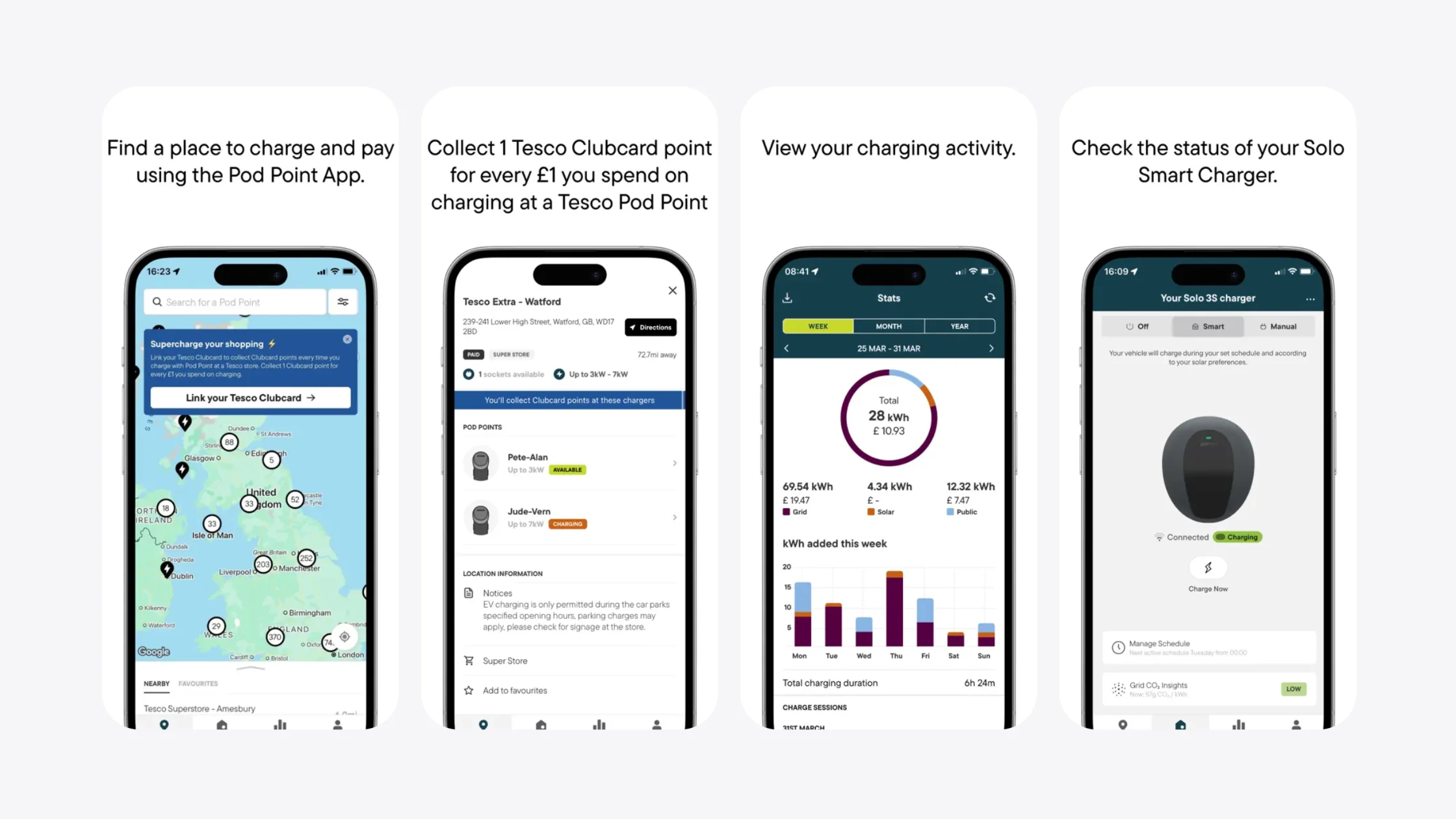 Pod Point app interface
