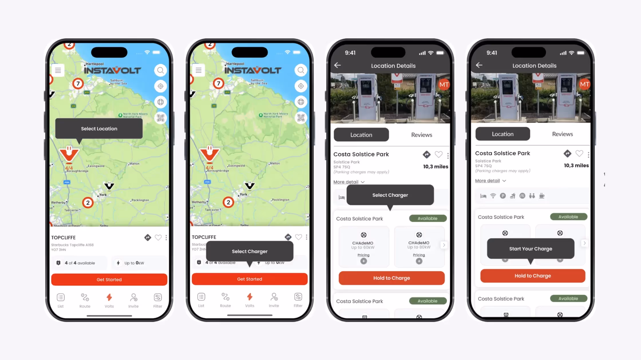 Instavolt app interface