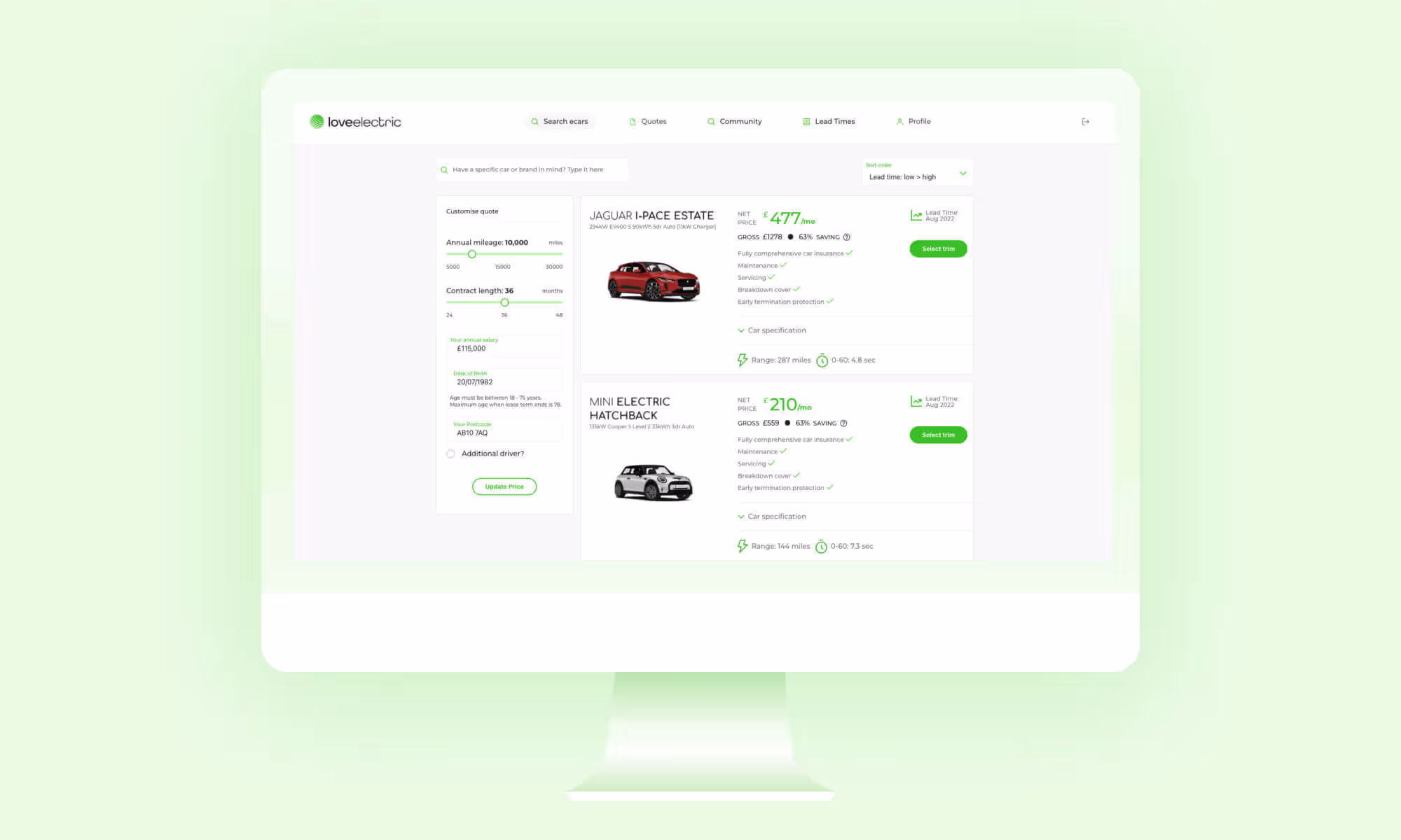 loveelectric dashboard screenshot