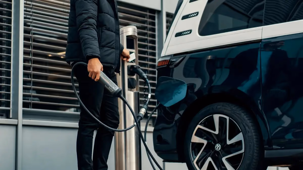 Professional charging their electric car.