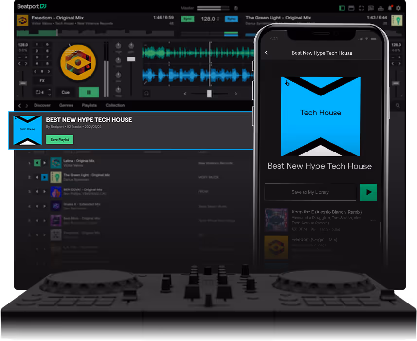 Hype playlists on Beatport LINK devices