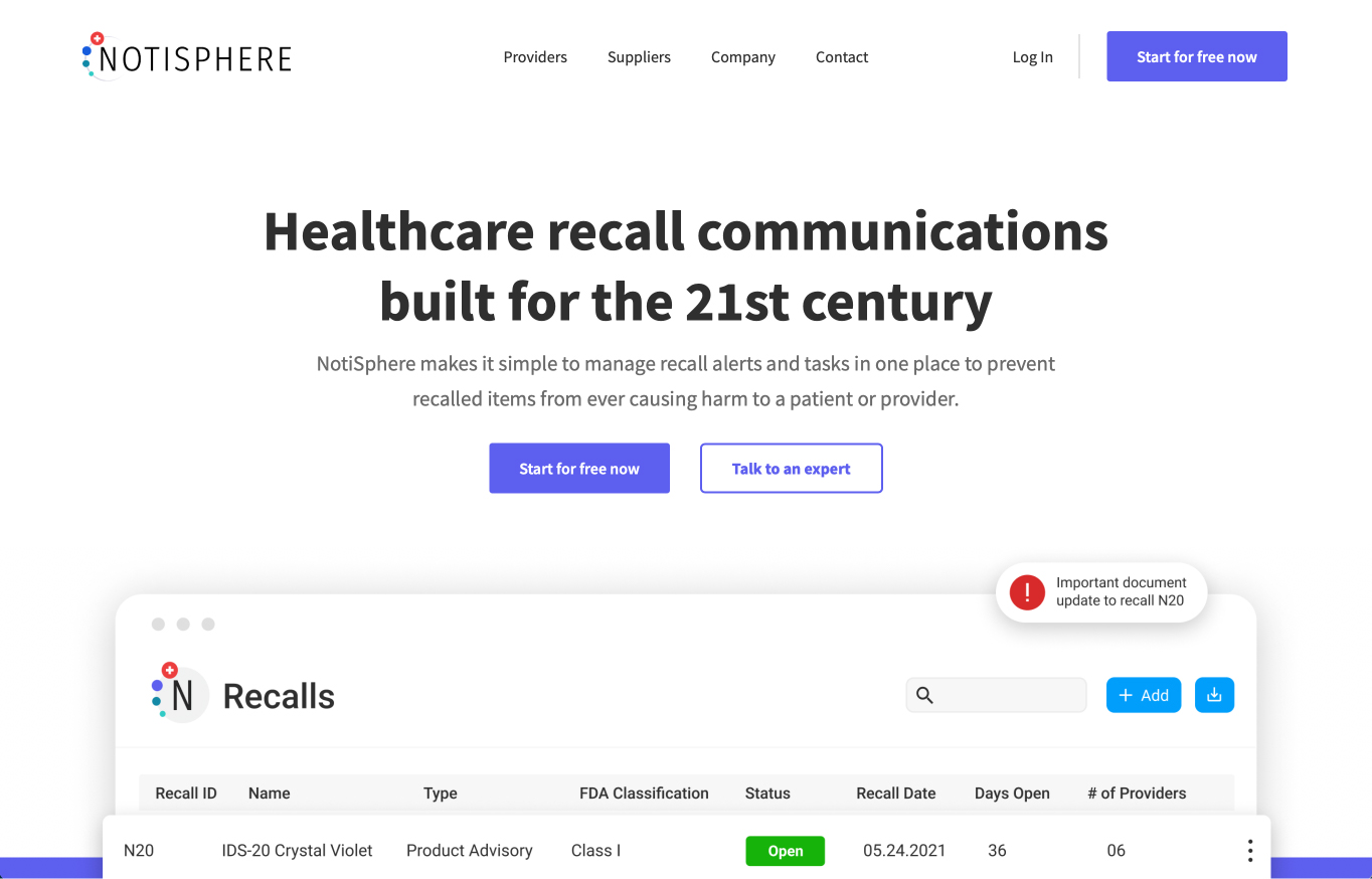 Notisphere | Healthcare Recall Communications