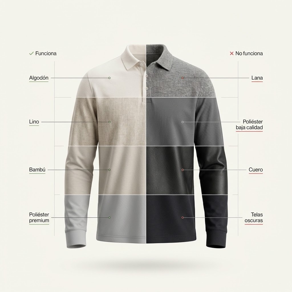 Imagen de camisa que describe los tipos de tela