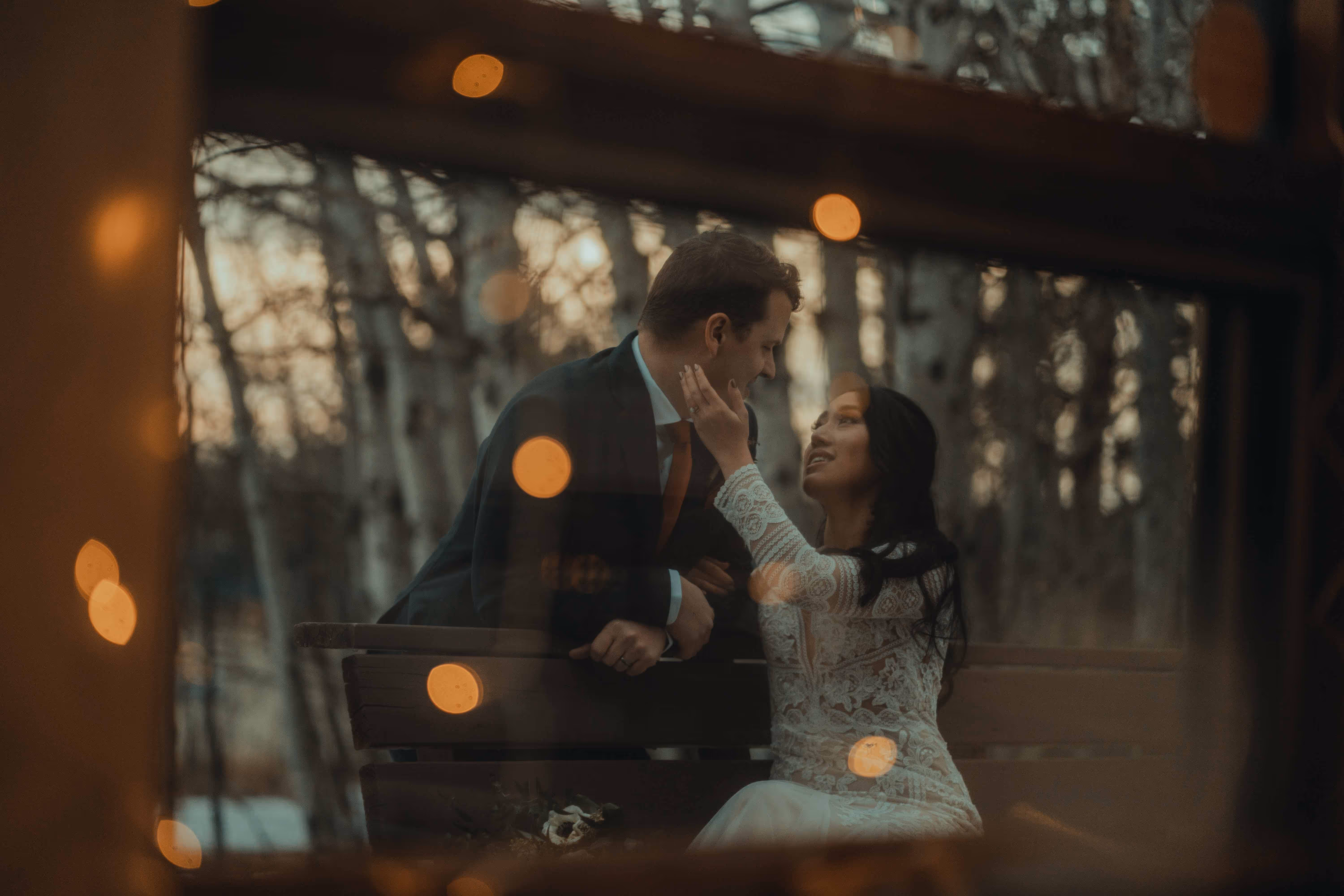 a sunset wedding in Fish Creek, Calgary