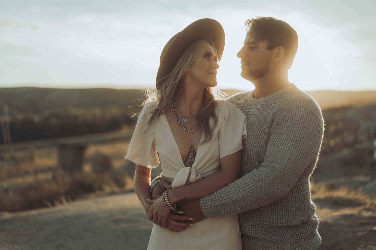 Sunset Engagement Session Hoodoos Drumheller Alberta