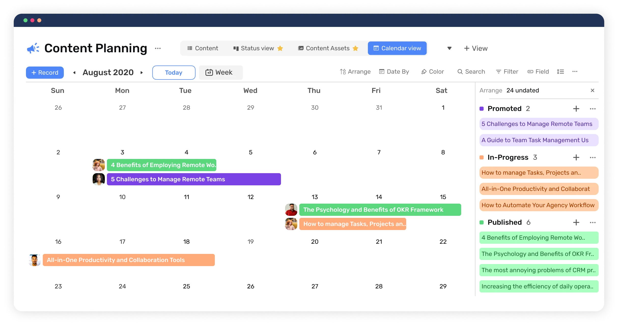 Calendar view type