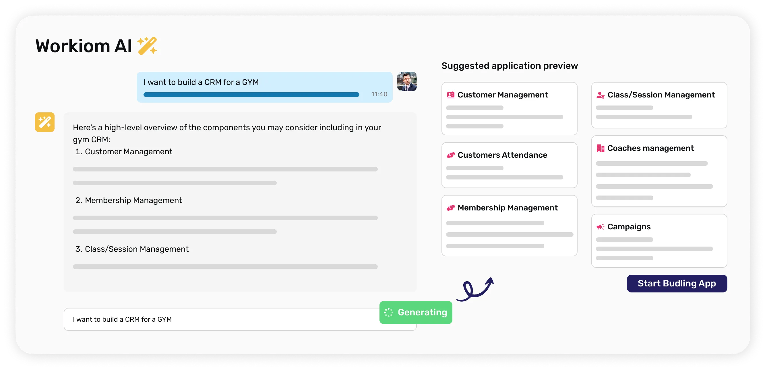 Ai app generator within Workiom