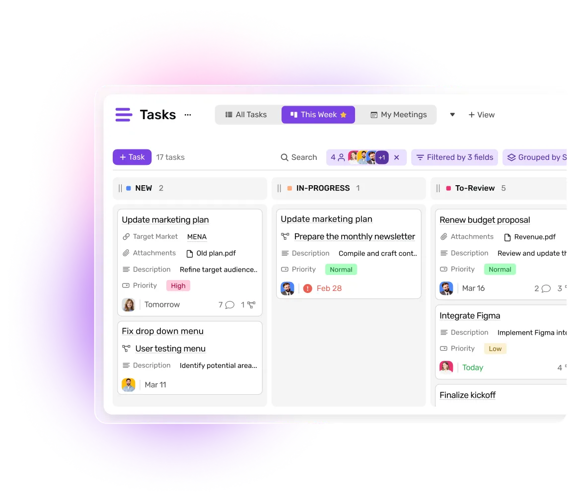Views feature overview with kanban cards