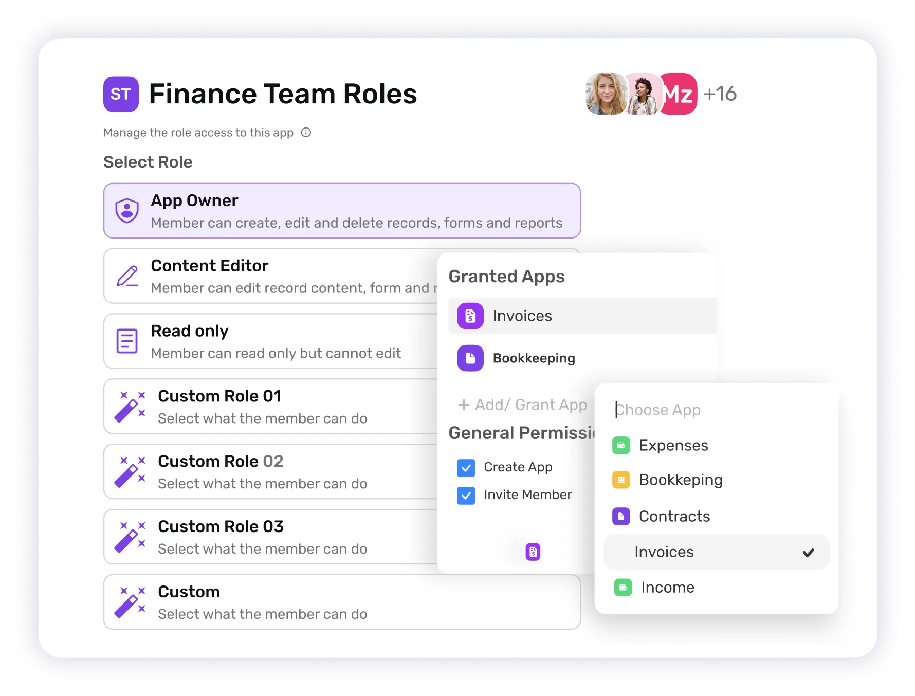 Assigning custom permissions for a team