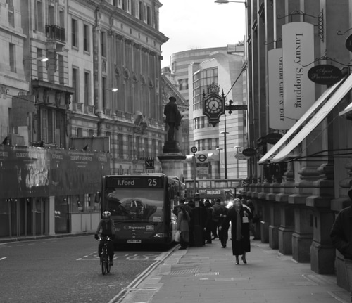 London bus at Royal Exchange