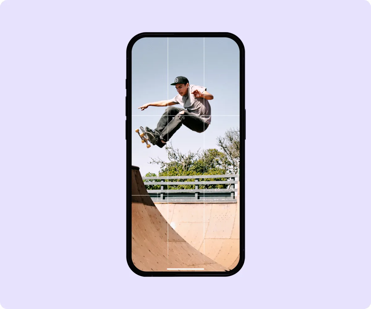 Screenshot of a video frame on phone camera with grid