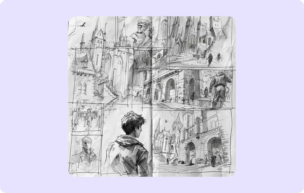 Example of thumbnail storyboard of a scene