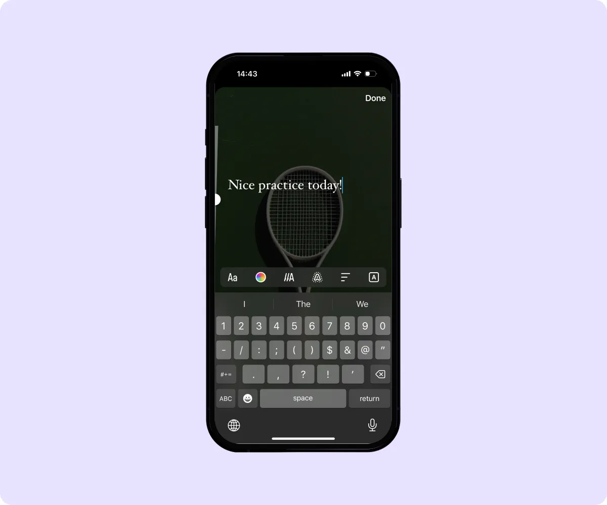 Screenshot of Instagram’s text interface when editing a reel.