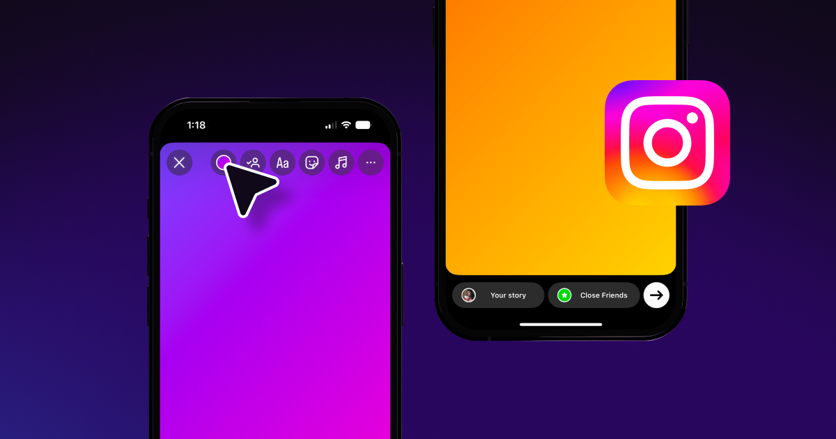 Three mobile screenshots displaying various solid color backgrounds for Instagram Stories.