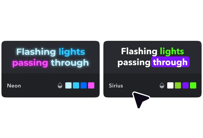 A screenshot of Captions’ Animated Text Generator with two different style options.