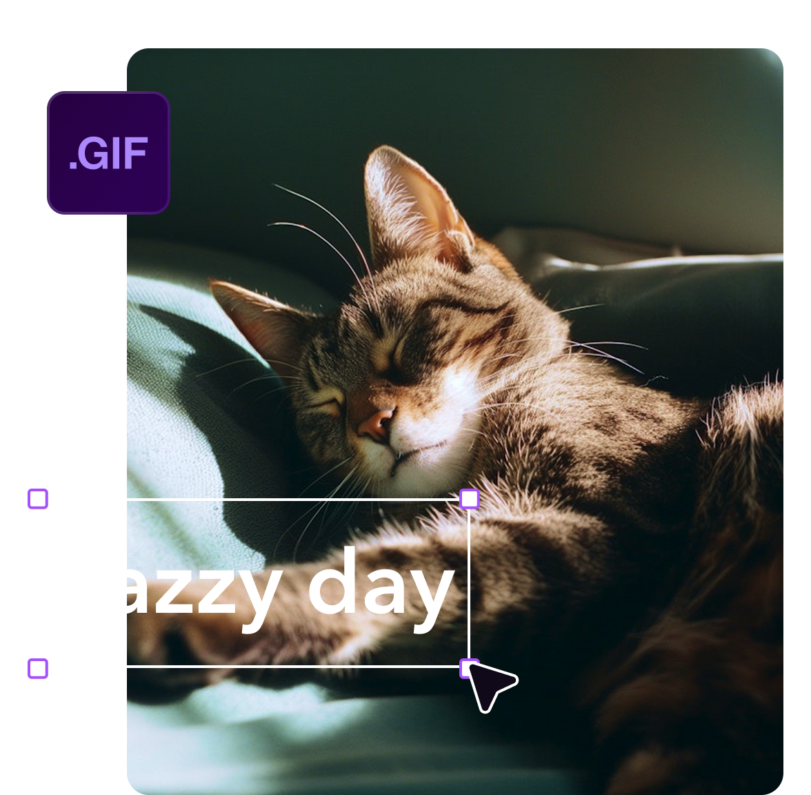 A GIF video overlaid by various editing options.