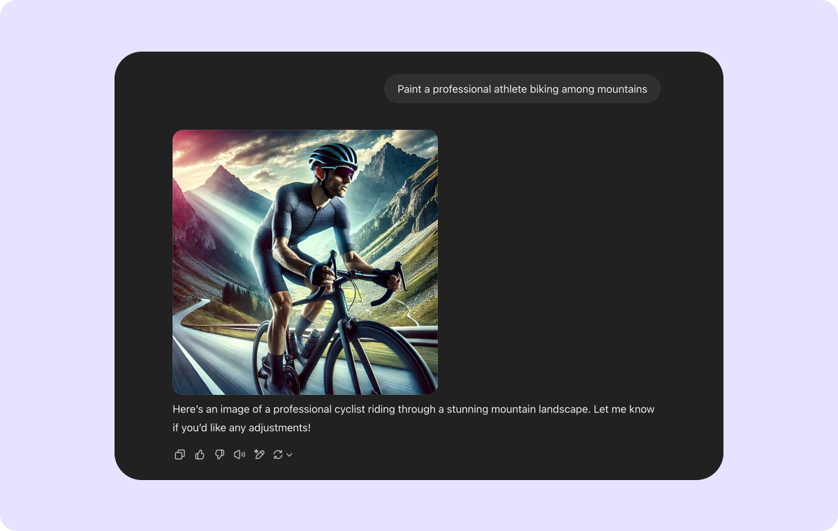 Screenshot of the DALL·E 3 platform generating an image based on a text prompt.