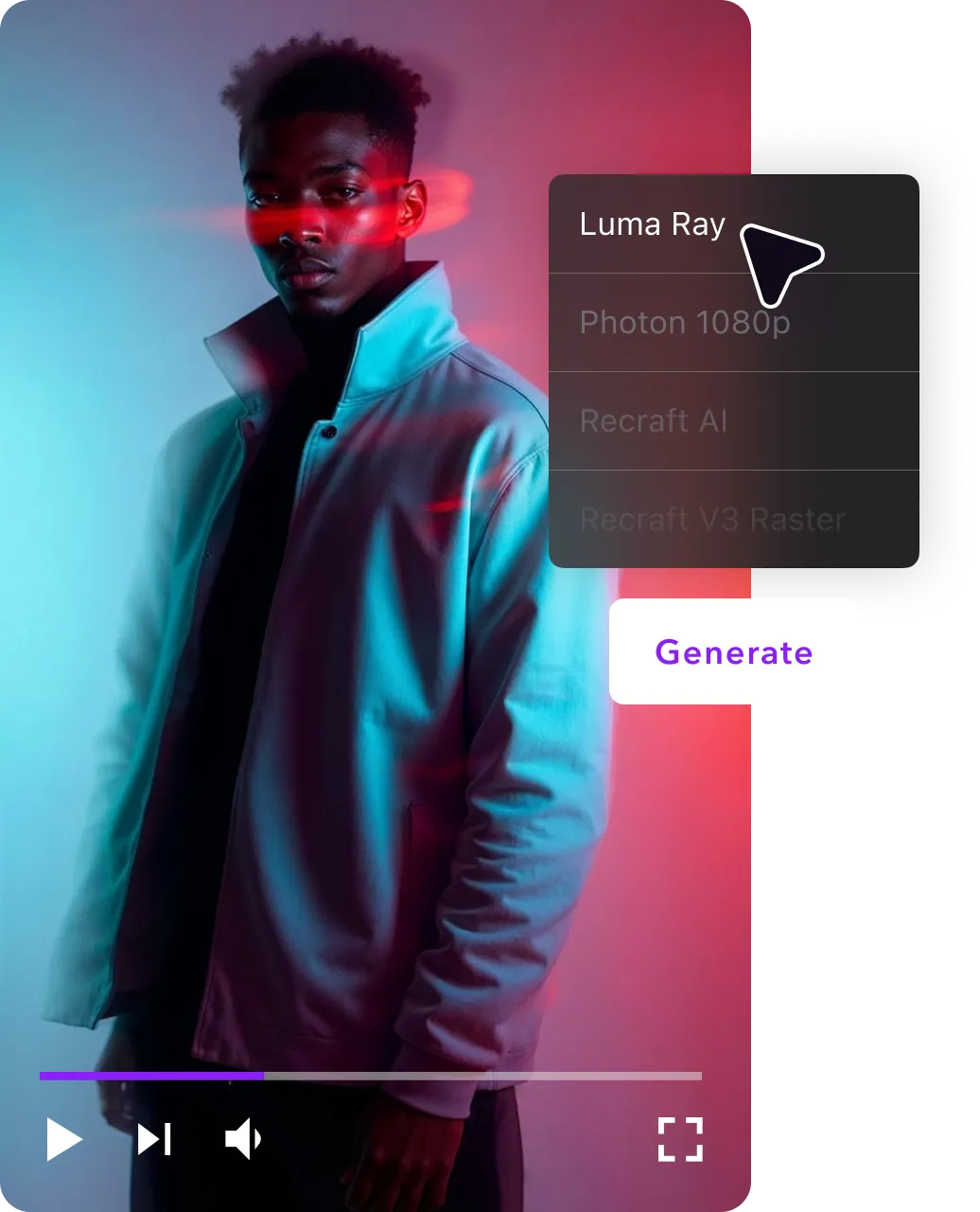 A text prompt indicating the generation of an AI social media video.