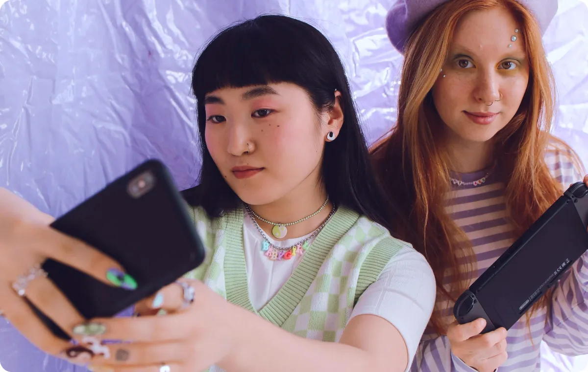 Two content creators recording a TikTok.