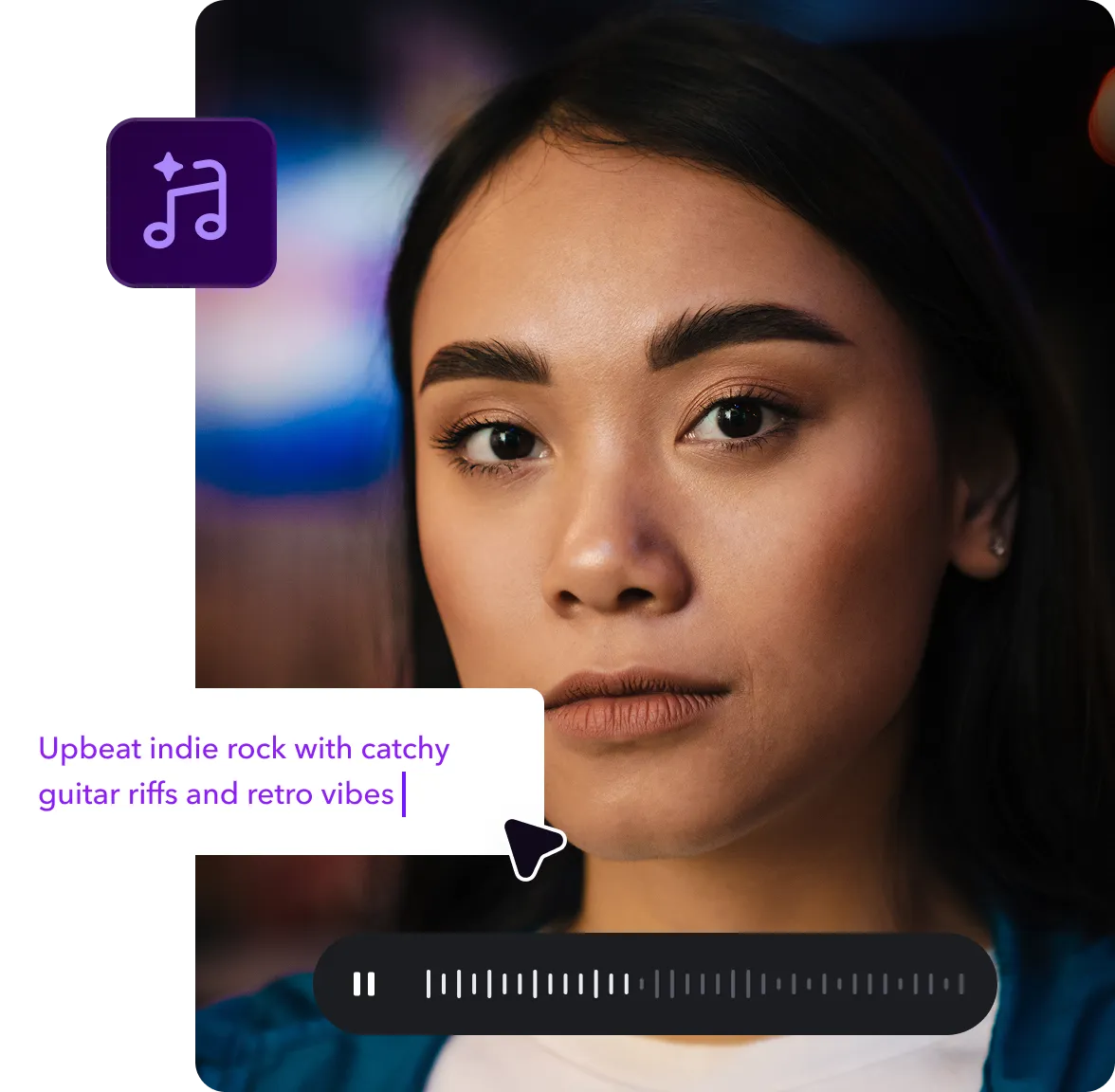  A text box showcasing a prompt describing a soundtrack with a “Generate” button.