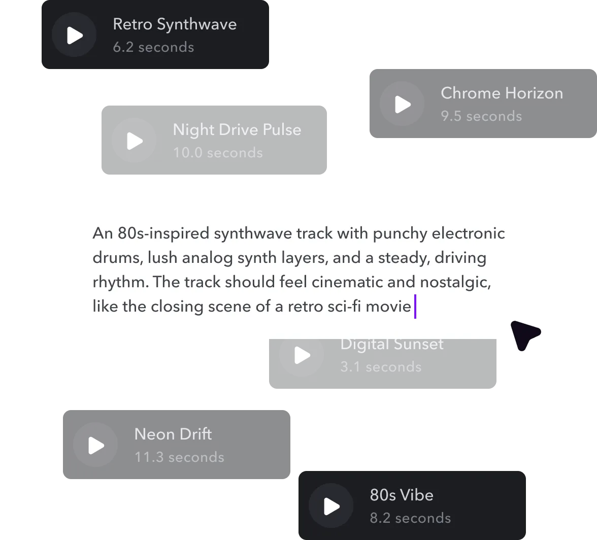 A screenshot of different music styles to choose from.