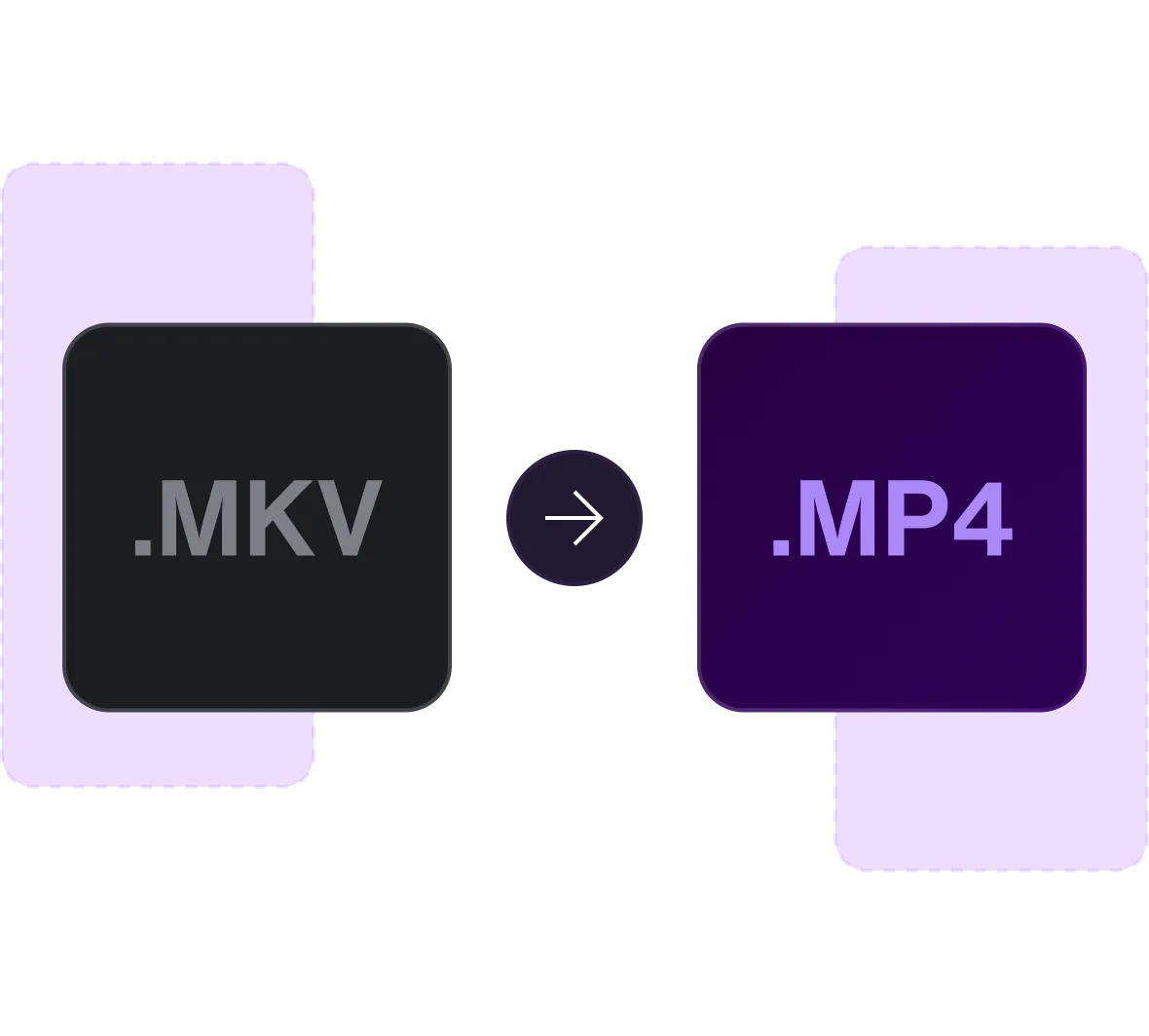 A graphic design representing an MKV format file being converted to an MP4 format file.