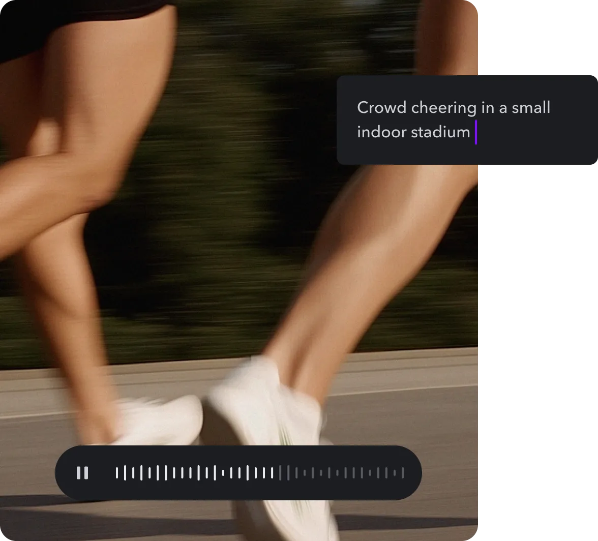 An image overlaid by a text box with a prompt and an audio waveform. 