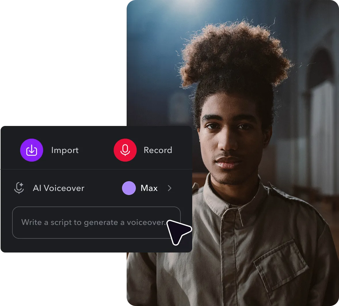 Diferentes recursos de conversão de texto em fala são exibidos na parte superior de um vídeo.